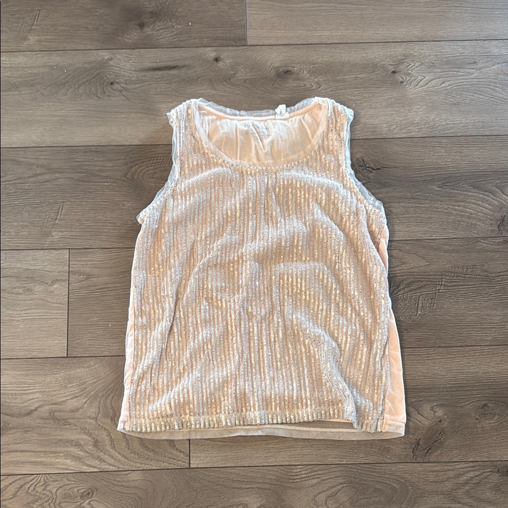 Pink Shimmery Ribbed Sleeveless Tank Top